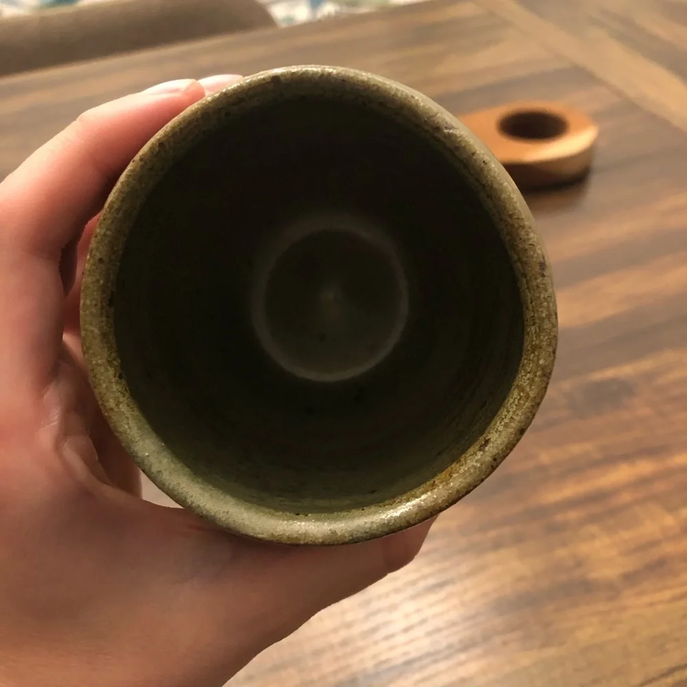 Rustic Green and Brown Ceramic Vase